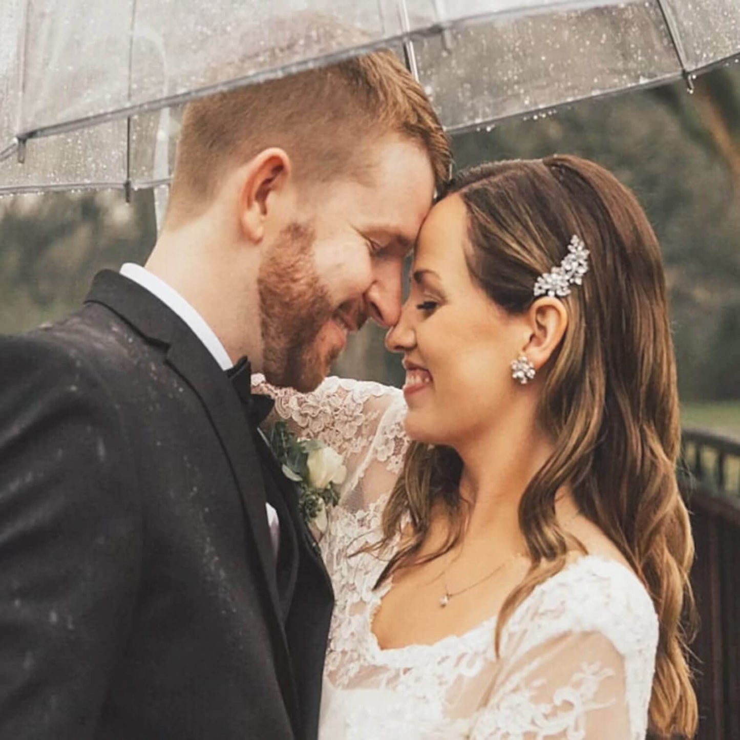 Goledwedy Crystal Flower Bridal Hair Clips(2 packs)Rhinestone Wedding Hair Clips For Brides