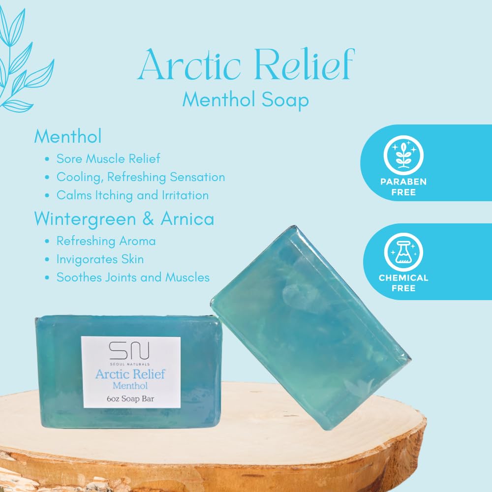 Seoul Naturals Arctic Relief Menthol Soap with Wintergreen and Arnica Oil, k beauty, 6 oz Beauty & Personal Care Seoul Naturals