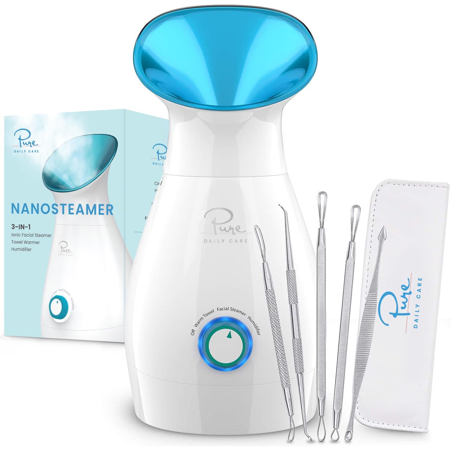 Pure Daily Care NanoSteamer Large 3-in-1 Nano Ionic Facial Steamer with Precise Temp Control - Humidifier - Unclogs Pores - Blackheads - Spa Quality Beauty and Personal Care Pure Daily Care Default Title