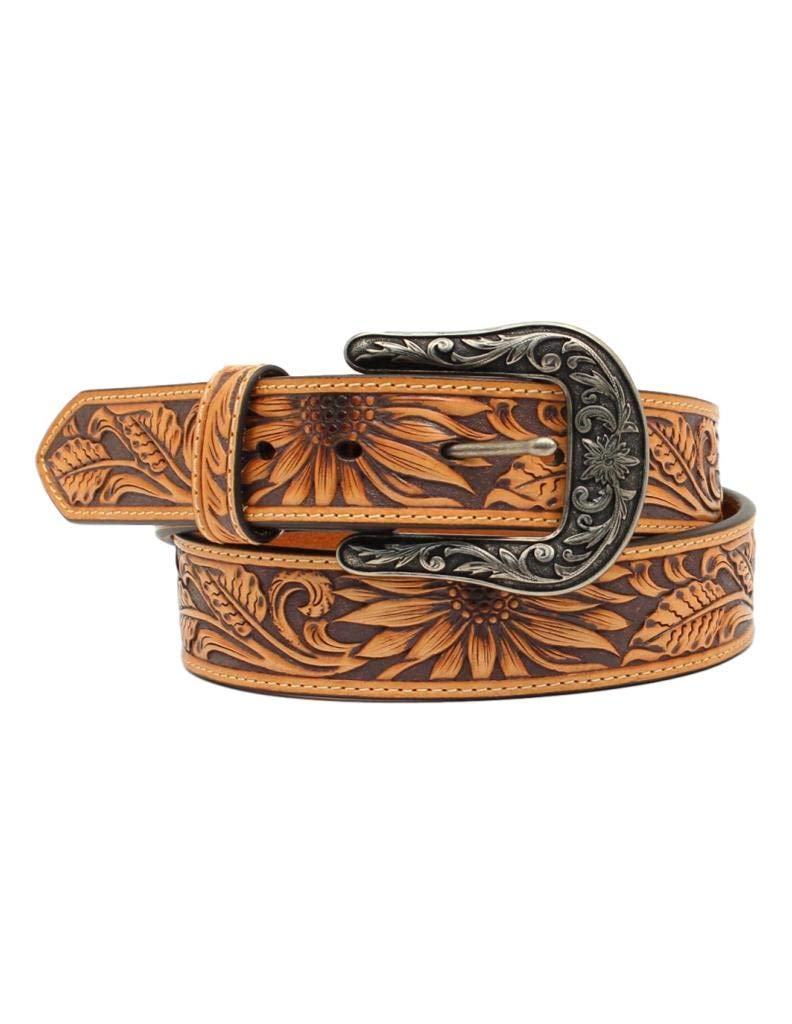 Nocona Women's Sunflower Tooled Leather Belt Tan Medium