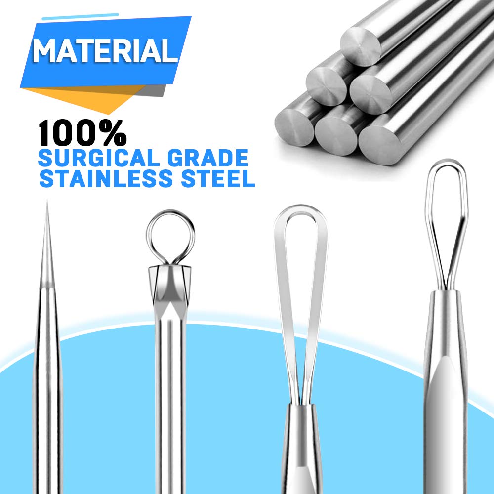 Teenitor Pimple Extractor Acne Treatment Tool Surgical Grade Blackhead Comedone Removal 2-in-1 Popper Tool for Face Nose Blackhead Extractor Tool Beauty and Personal Care Teenitor