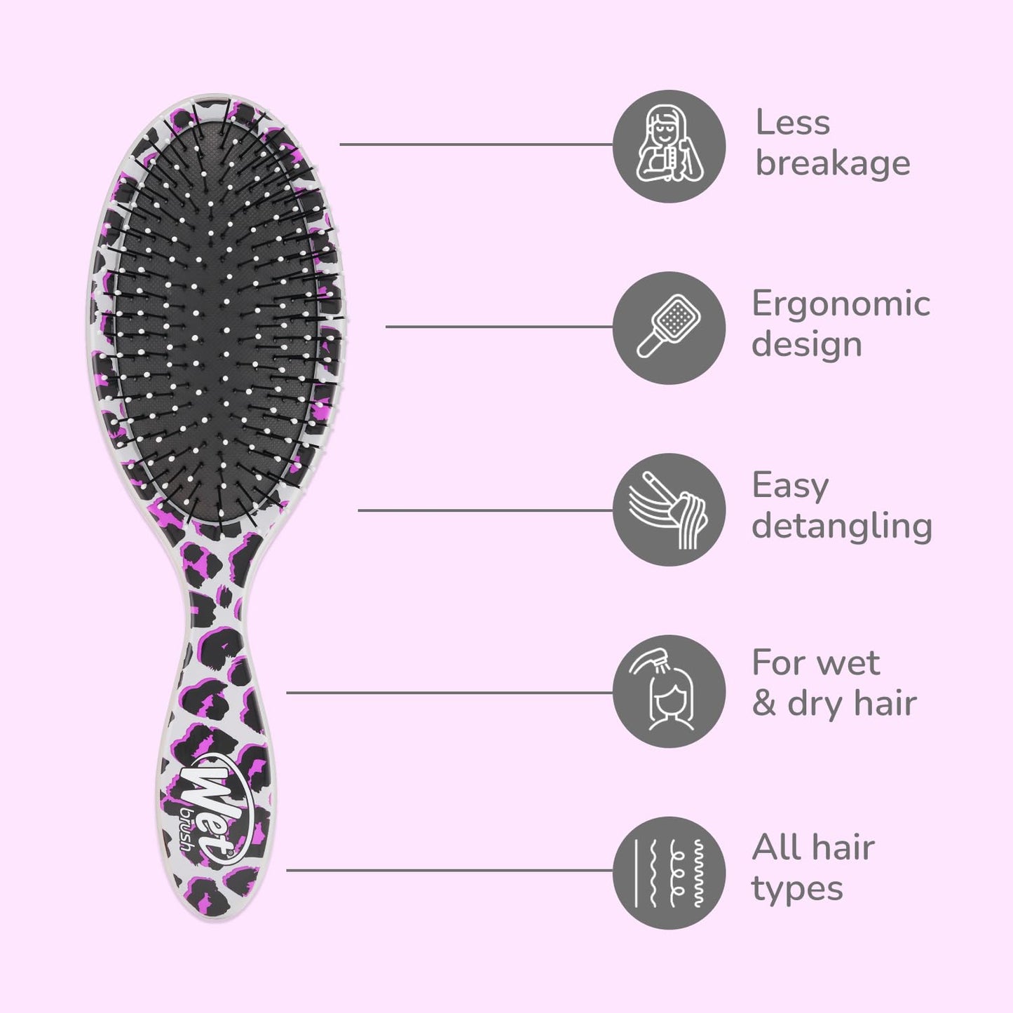 Wet Brush Original Detangler Hair Brush - Pink Leopard (Safari) - All Hair Types - Ultra-Soft Bristles Glide Through Tangles with Ease - Pain-Free