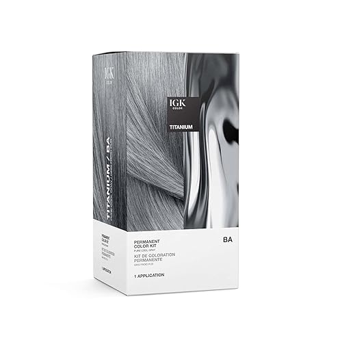 IGK Permanent Hair Dye Color Kit | BA Titanium - Pure Cool Gray | 100% Gray Color Coverage + Strengthen + Shine | Ammonia Free