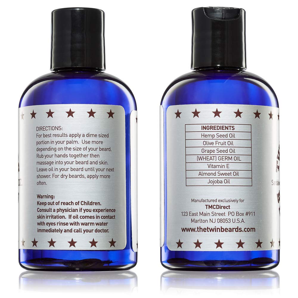 Twin Beards Sandalwood Beard Oil for Men | Beard Conditioner for Men | Essential Beard Care | Beard Softener for Men during Beard Growth | Beard