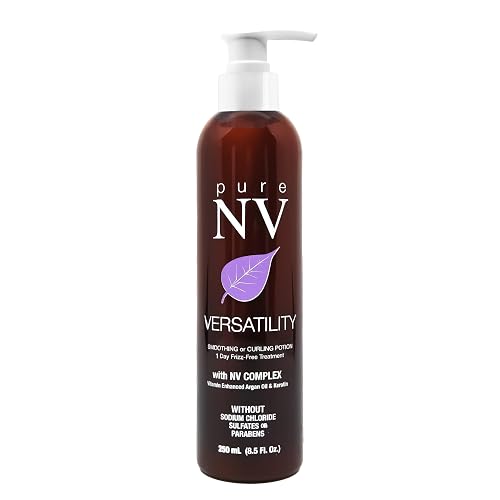 Pure NV Versatility 1 Day Frizz Free Treatment Smoothing & Curling Lotion, Made From Natural Vitamins & Minerals, Keratin, Collagen & Argan Oil