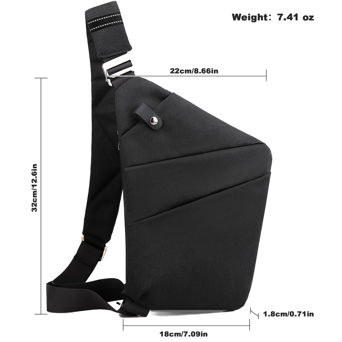 Anti Theft Travel Bag, One Shoulder Large Capacity Cross-body Bag Chest Fashion Lightweight Sling Bags for Travel Sports (Left Shoulder, Black)