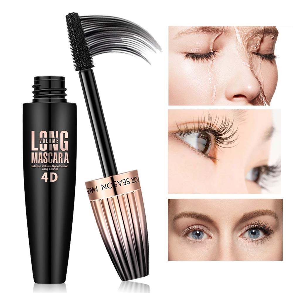 4D Silk Fiber Lash Mascara, Waterproof Long Lasting Mascara Black Volume and Length Natural, Exquisitely Full, Lengthening Thickening Softer Fuller Beauty and Personal Care FGHJ