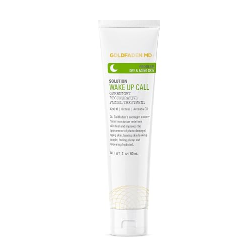 Dr. Goldfadens Wake Up Call Night Facial Moisturizer Night Cream for Dry & Aging Skin | w/Alpha Lipoic Acid, Avocado Oil Retinol, Co-enzyme Q10 2.0 Fl