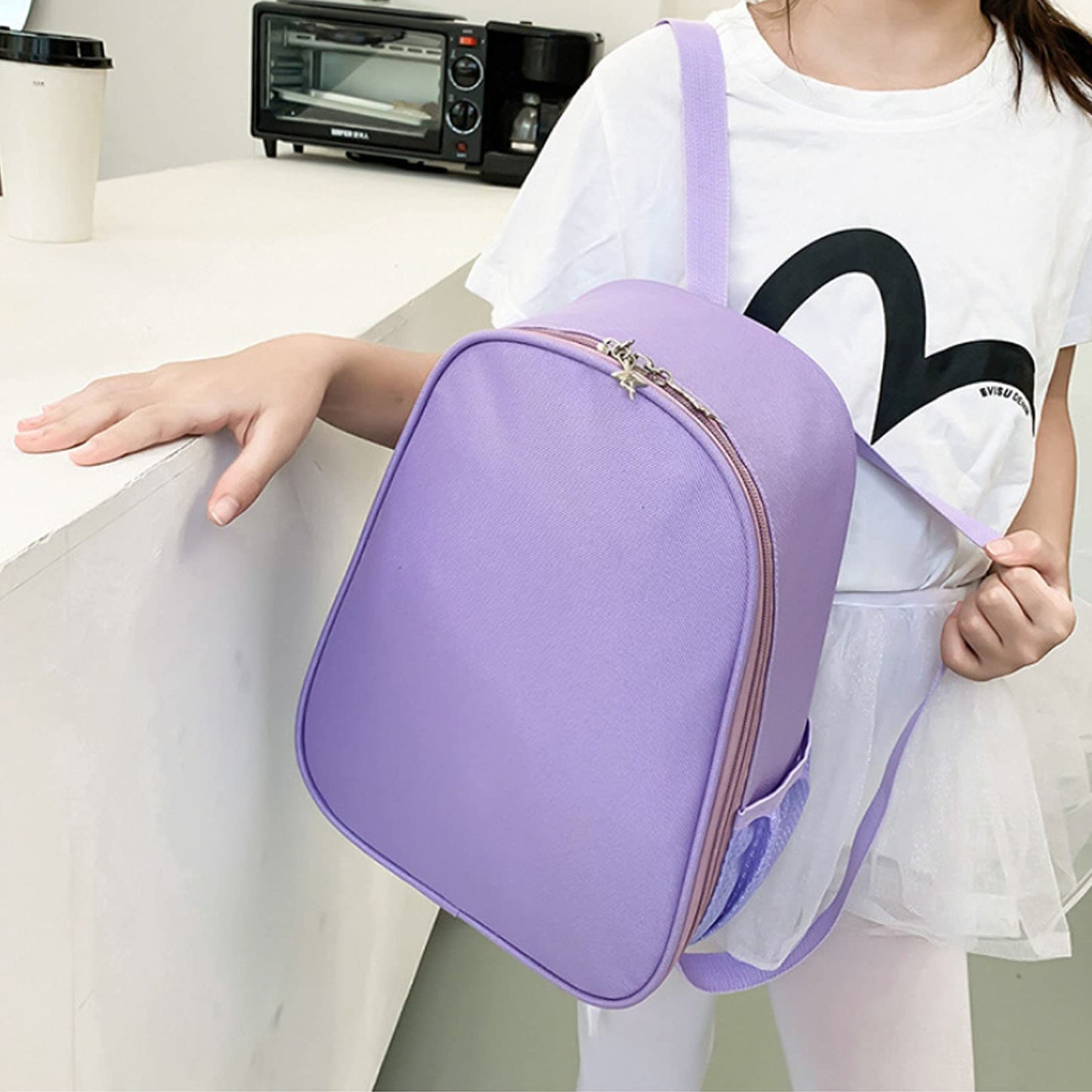 Yitengteng Ballerina Bag,Nylon Dance Backpack Bag for Girls,Simple and Large-capacity Children's Bag (purple)