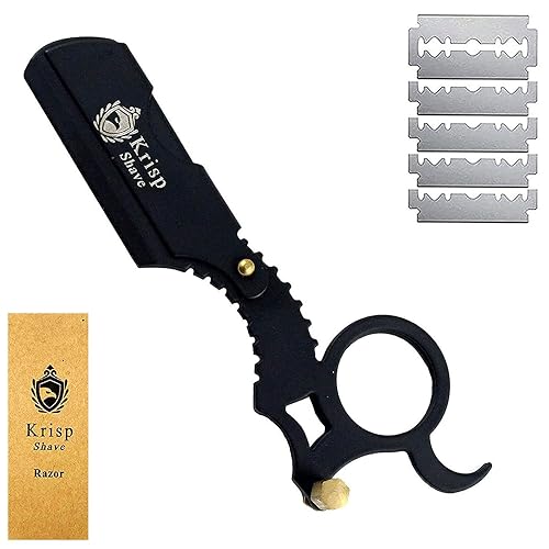 Professional Straight Razors For Men, Barber Razors Straight Edge Razor Kit For Close Shaving - Beard Cut Throat Finger Razor Safety Shavette With 10