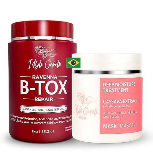 I Belli Capelli Ravenna B-tox Repair Kit - Hair Treatment & Argan Oil Mask 500g, Formaldehyde-Free, Anti-Frizz, Volume Reduction (Pack of 2)