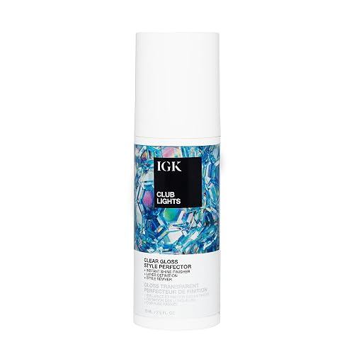 IGK Club Lights Clear Gloss Instant Shine Style Perfector, Instant Shine Finisher & Style Reviver, 2.5 Fl oz