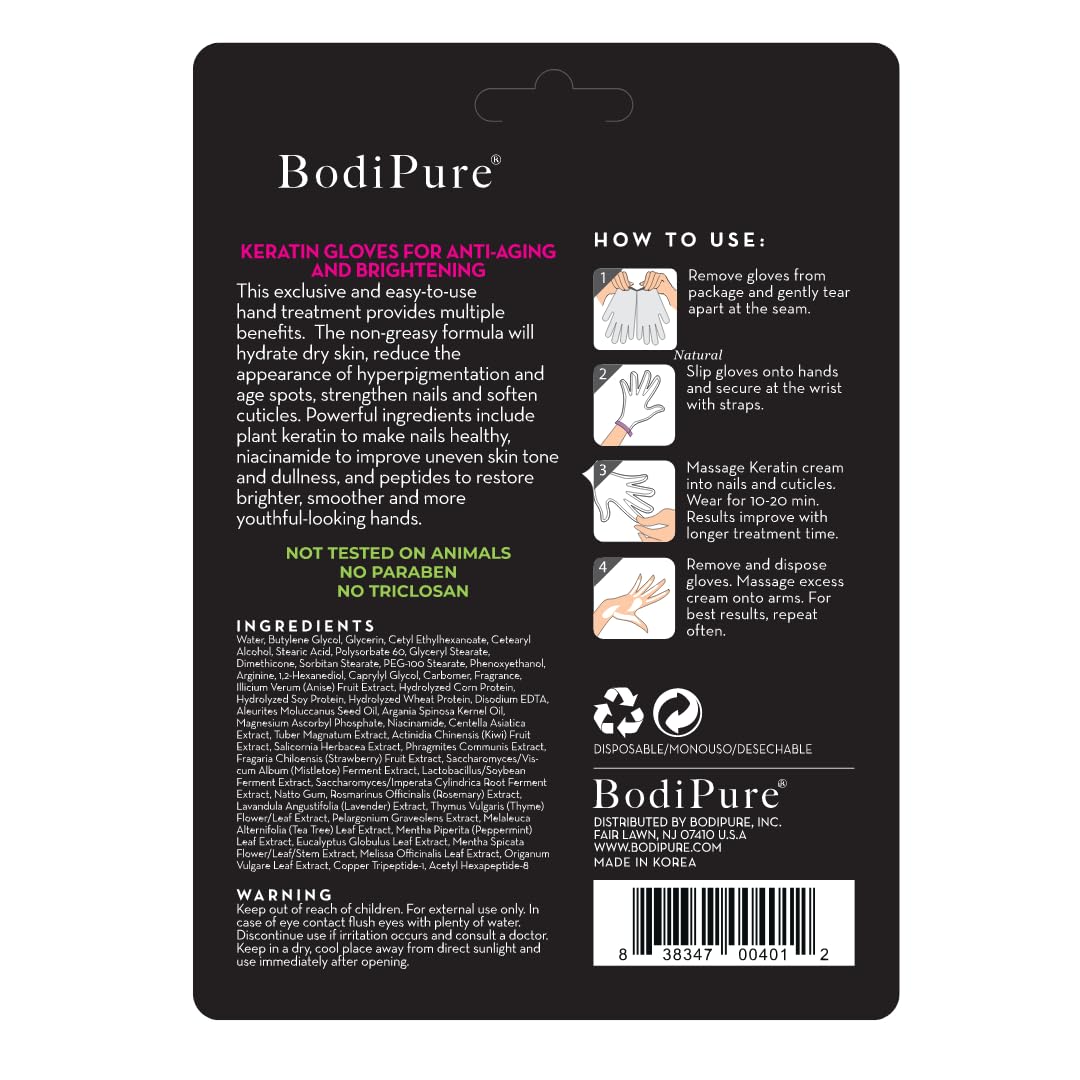 Bodipure Premium Hand Mask Keratin Gloves | Moisturizing Gloves for Dry Hands & Nail-Strengthening & Cuticle Softening | Spa Experience at Home |