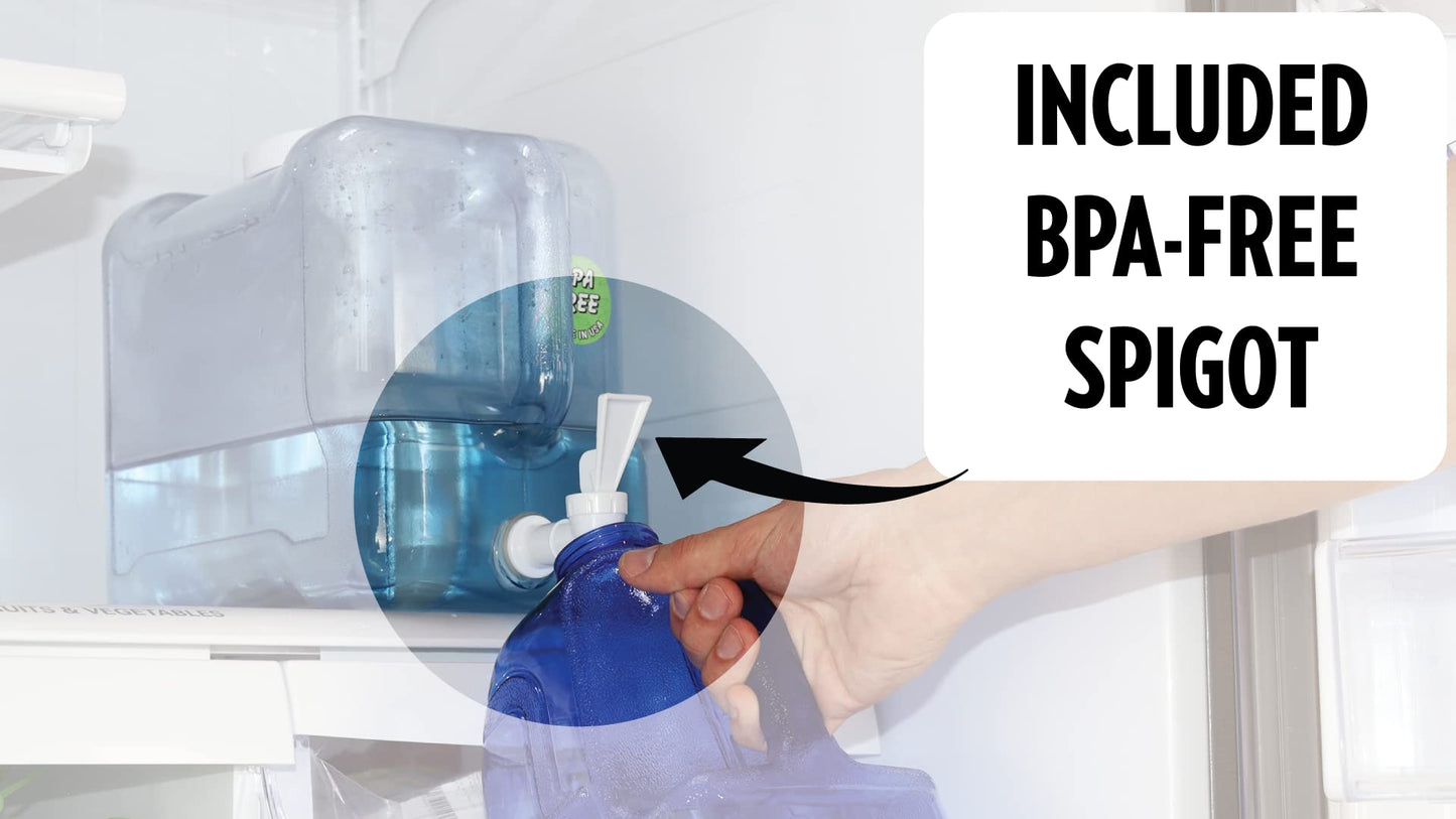 New Wave Enviro Products BPA Free Tritan Bottle, 2 Gallon Refrigerator with BPA Free Spigot and Integrated Handle, Refrigerator Dispenser Bottle
