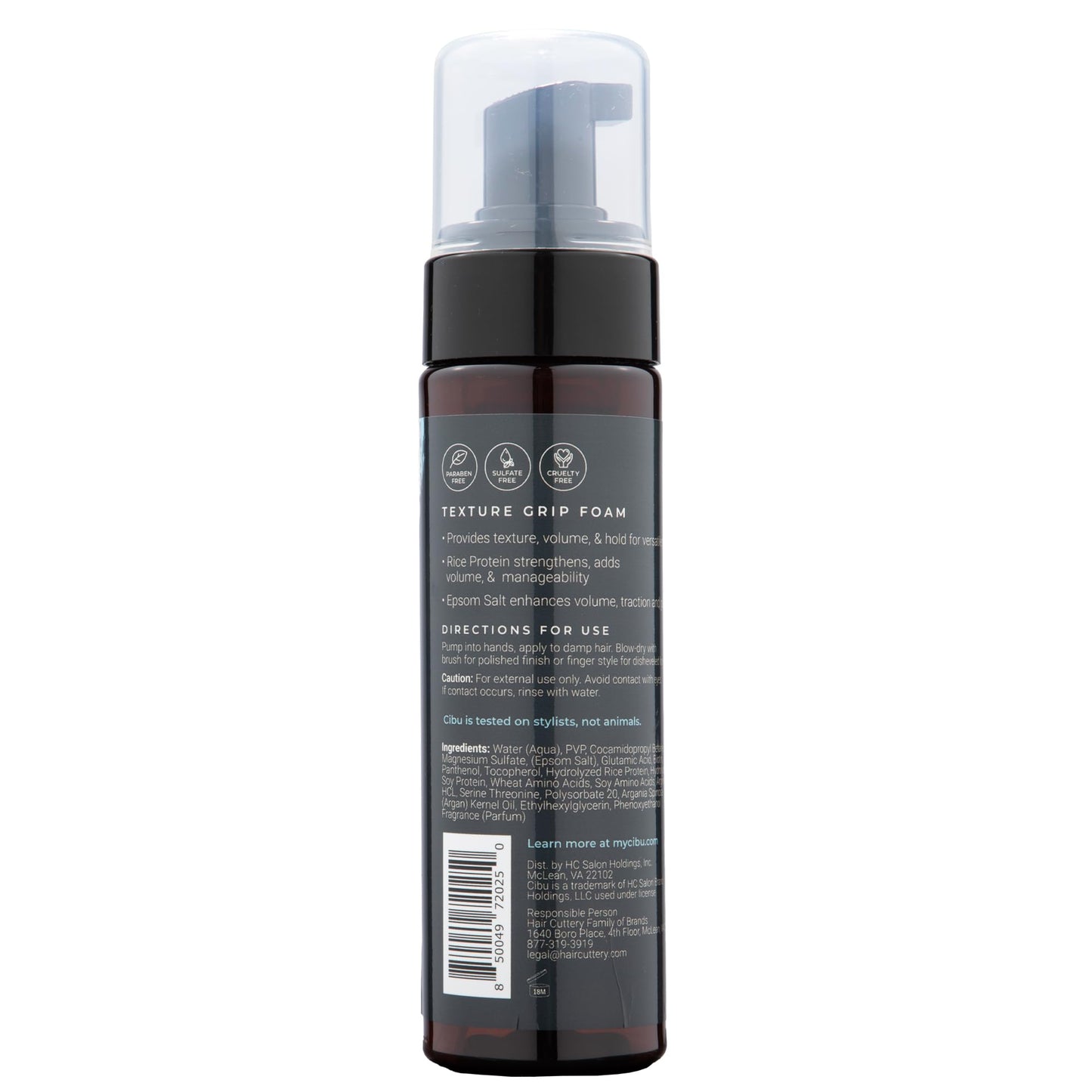 CIBU for Men Texture Grip Foam 6oz - Hair Styling Foam for Long Lasting Hold, Texture, and Volume While Keeping a Healthy Hair - Ideal for Messy