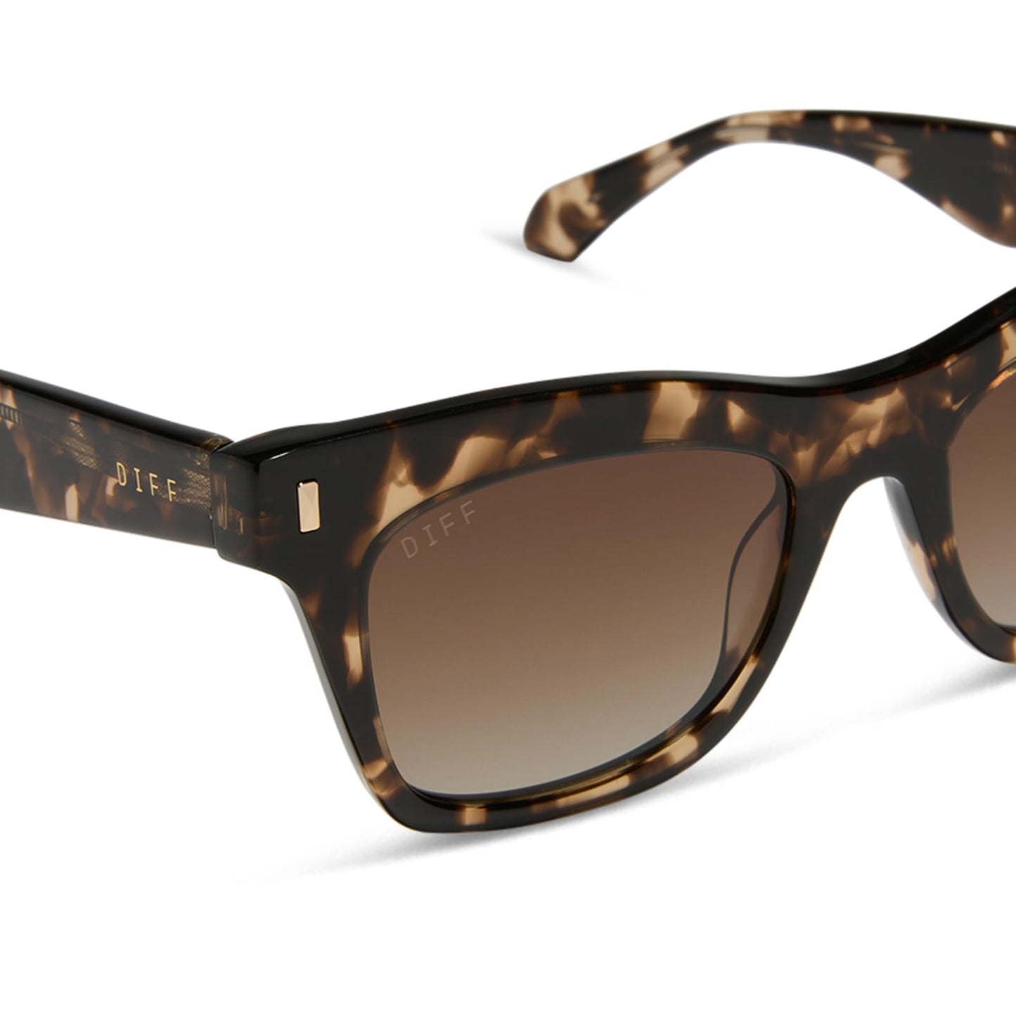 DIFF Bradley Designer Rectangular Sunglasses for Men and Women | Espresso Tortoise + Brown | 100% UVA/UVB Polarized Protection