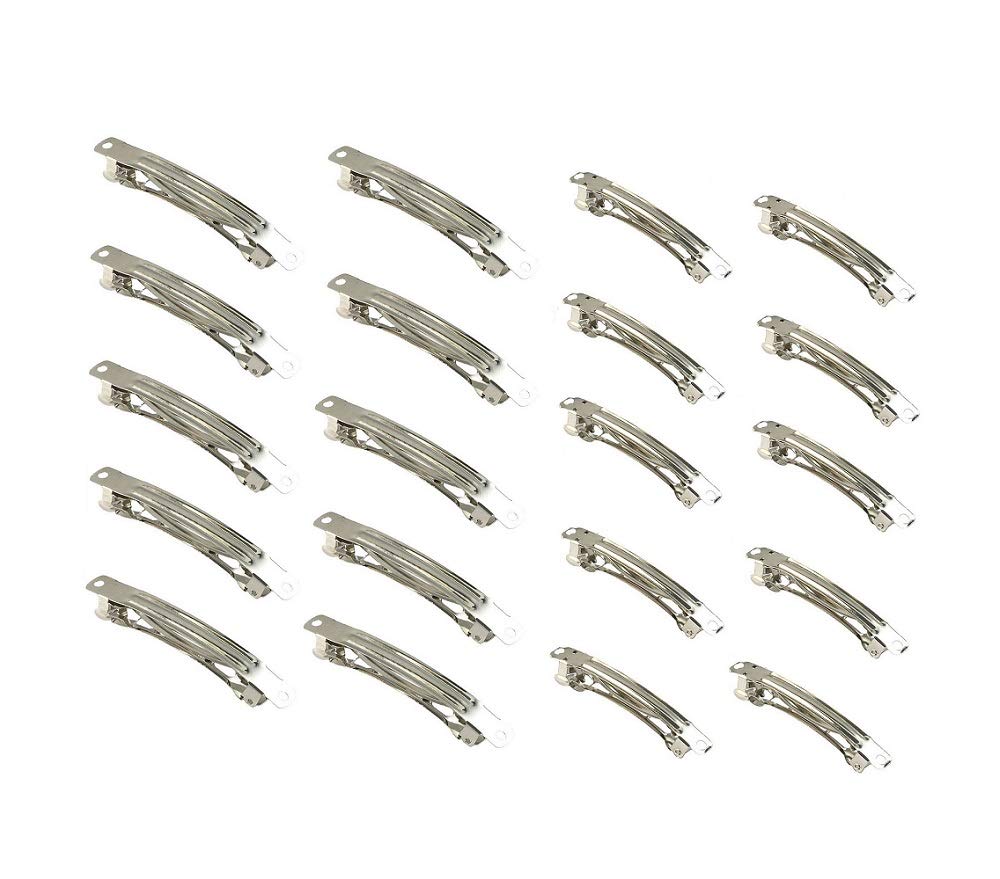 20pcs Assorted Size Metal Silver French Barrette Hair Clips for DIY Hair Clip Craft Bows
