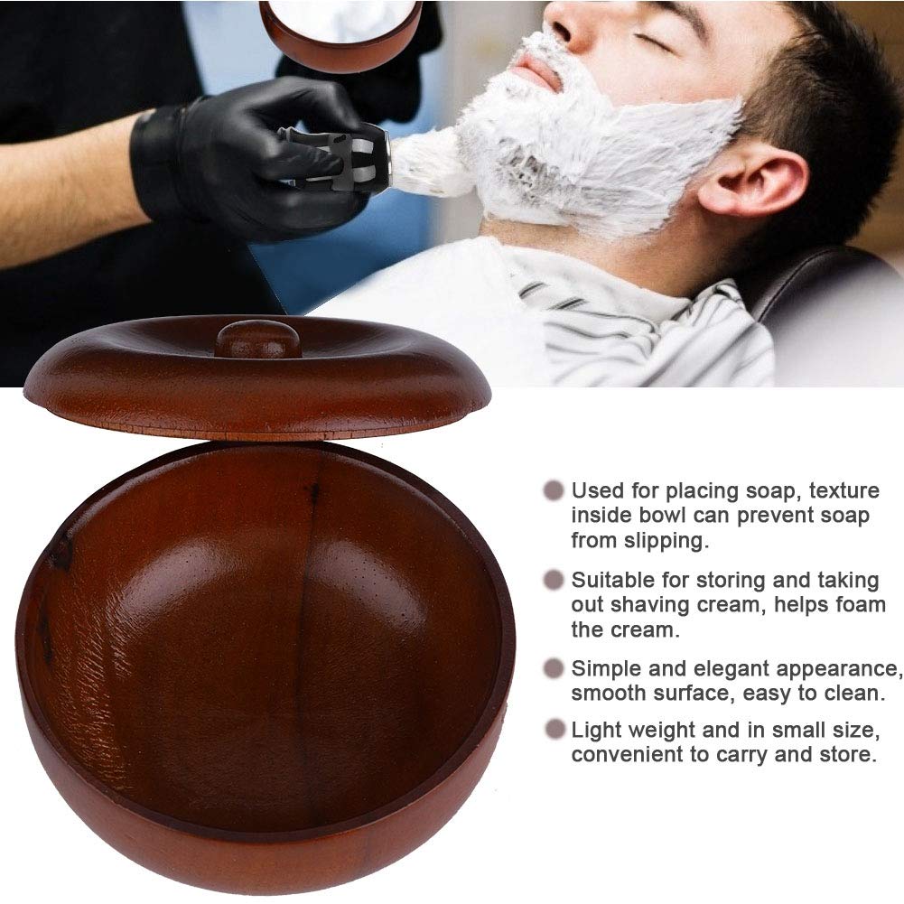 Buachois Wooden Shaving Soap Bowl with Lid, Durable Portable Traditional Wet Shaving Bowl for Cream and Soap, Easy to Clean, Travel Size Beauty and Personal Care Buachois