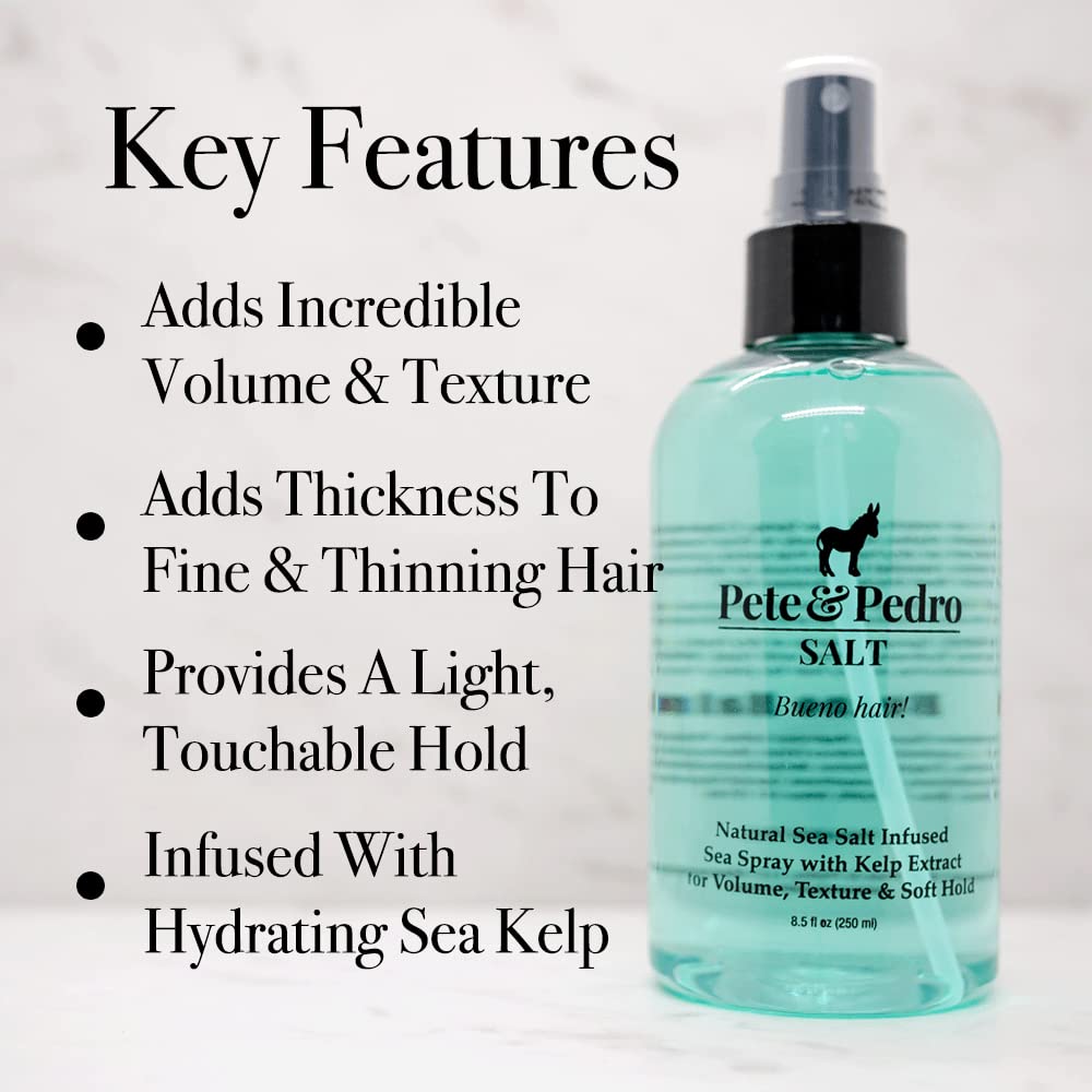 Pete & Pedro SALT - Natural Sea Salt Spray for Hair Men & Women, Adds Instant Volume, Texture, Thickness, & Light Hold | Texturizing & Thickening | As