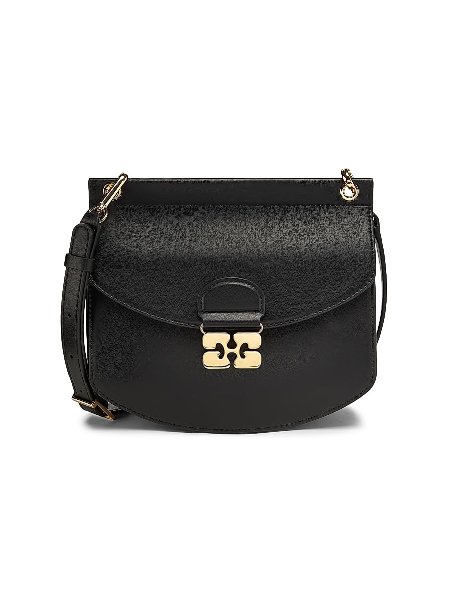 Ganni, Apo-G Small Leather Shoulder Bag, Black