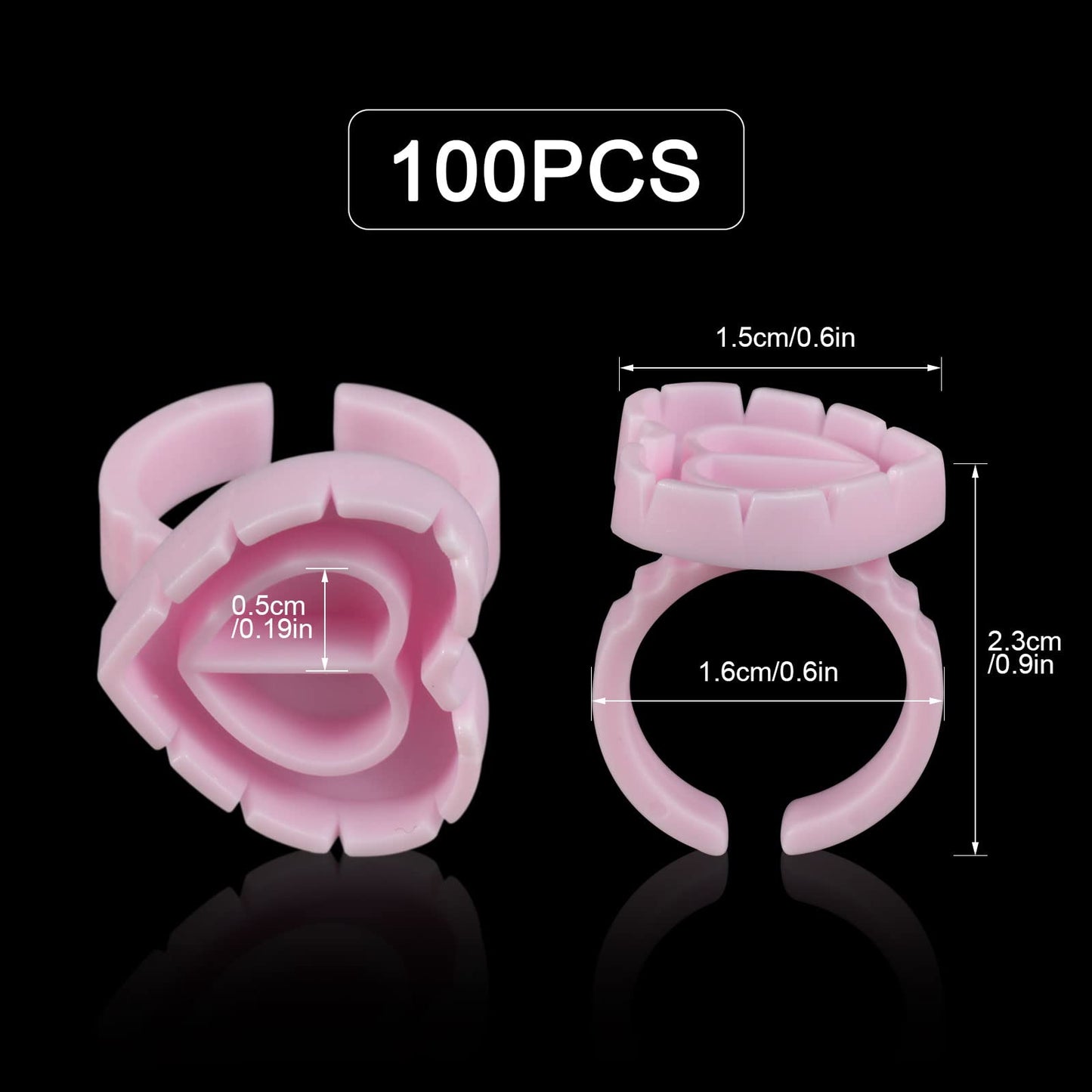 ZXMFDZ 100PCS Glue Rings Lash Rings for Glue, Pigment Rings for Eyelash Extensions Eyelash Glue Holder Lash Glue Ring Smart Disposable Cups Pink