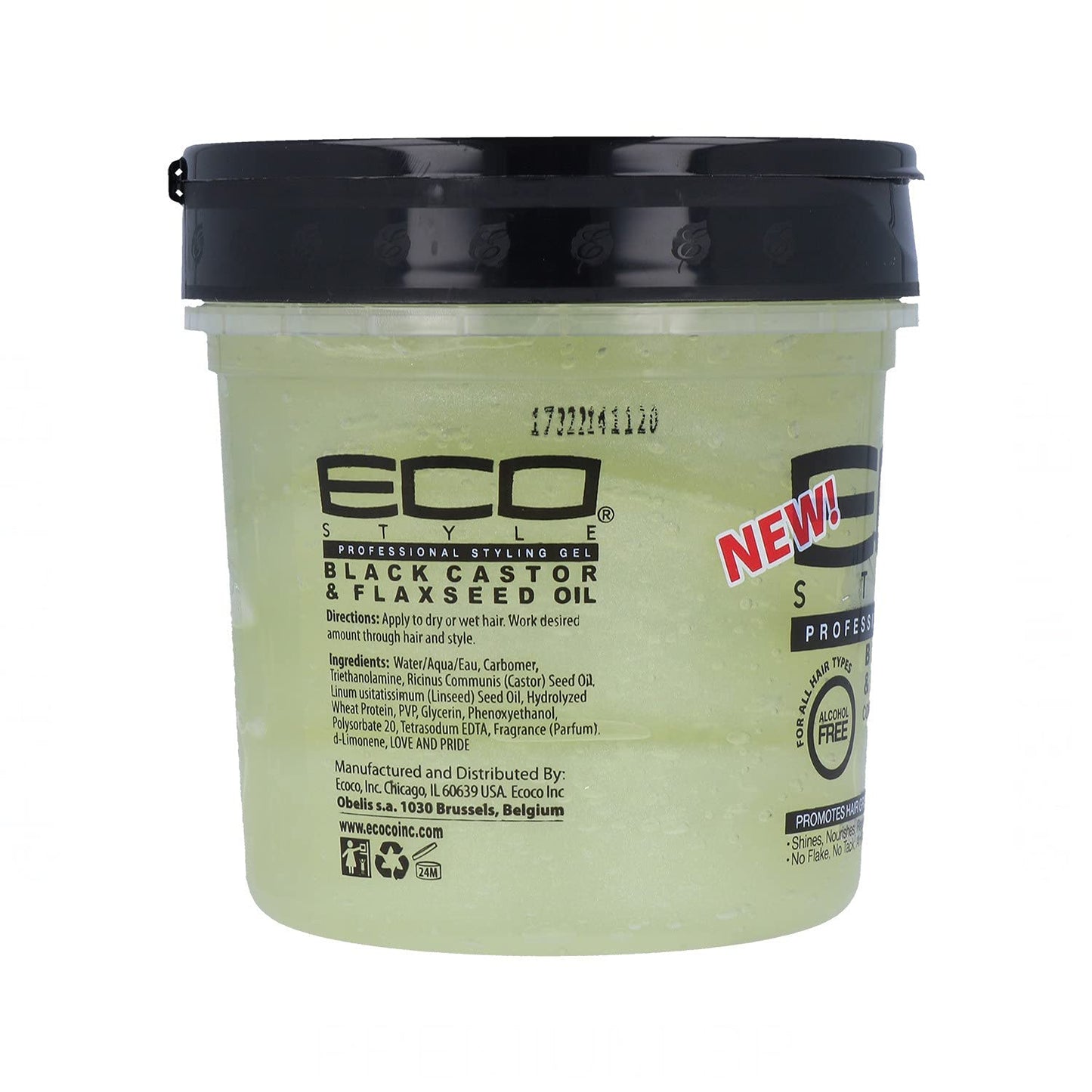 Ecoco Eco Style Gel - Black Castor Flaxseed Oil - Long Lasting Shine - Nourishes And Repairs Damaged Hair - Promotes Healthy Scalp - Provides Superior