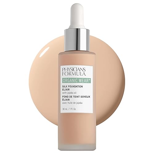 Physicians Formula Organic Wear All Natural Liquid Foundation Elixir Fair, Full Coverage | Dermatologist Tested, Clinicially Tested, 01 - Fair