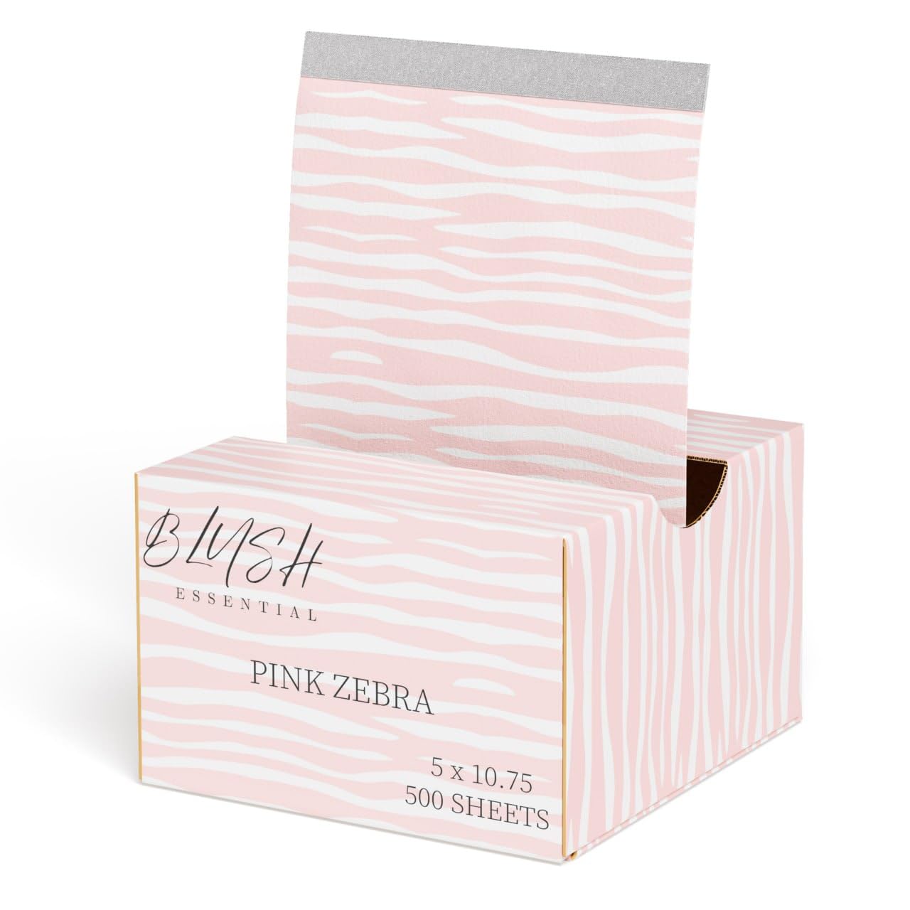 Blush Essential Pink Zebra Hair Salon Aluminum Foils - 500 Sheets, 5in x 10.75in - Tin Foil for Highlighting, Balayage, and Hair Color, Cute Hair
