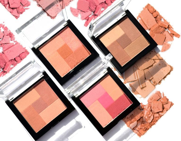 Palladio 2 In 1 Mosaic Powder Blush and Bronzer Silky Smooth Face Makeup Pressed Five Color Hues from Shimmering Pinks to Golden Browns Rich Pigmented