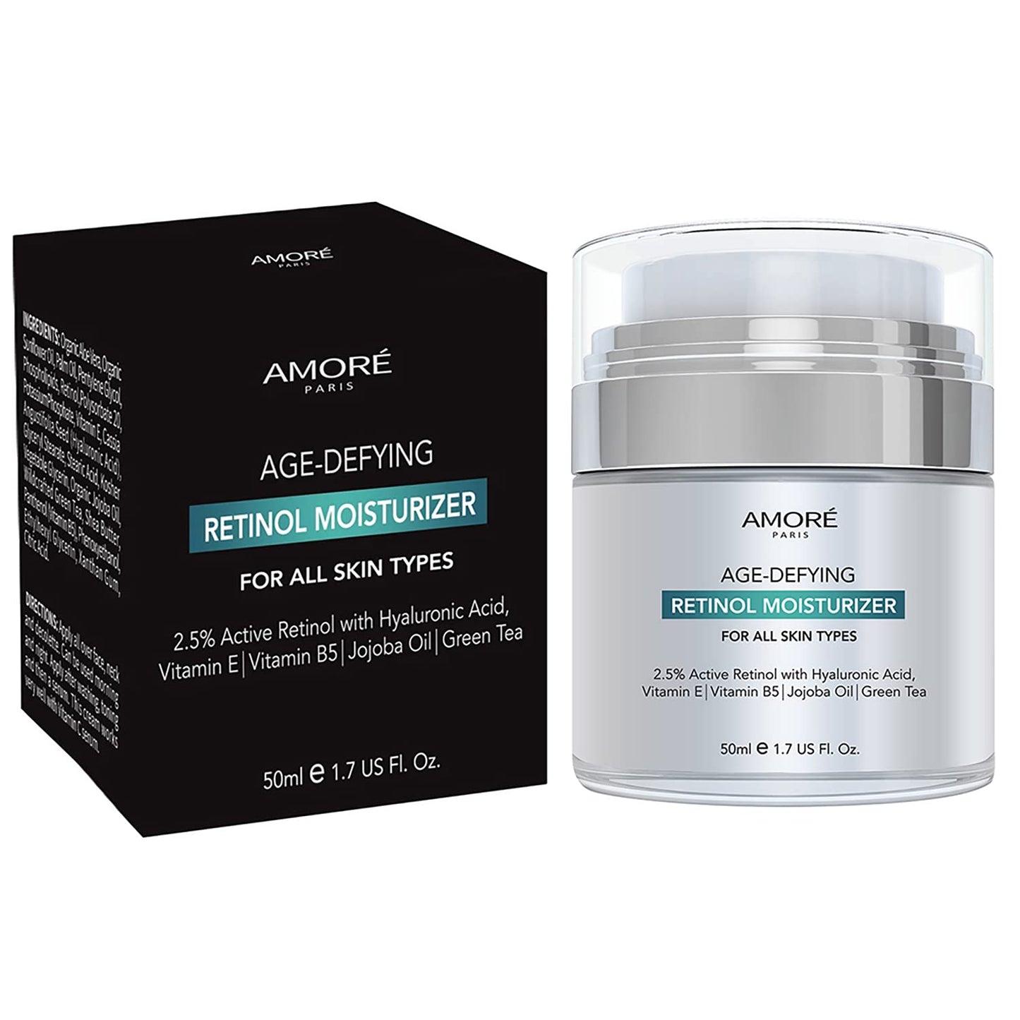 Retinol 2.5% High Potency Anti-Aging Moisturizer Cream (1.7 Fl. Oz.), Silver