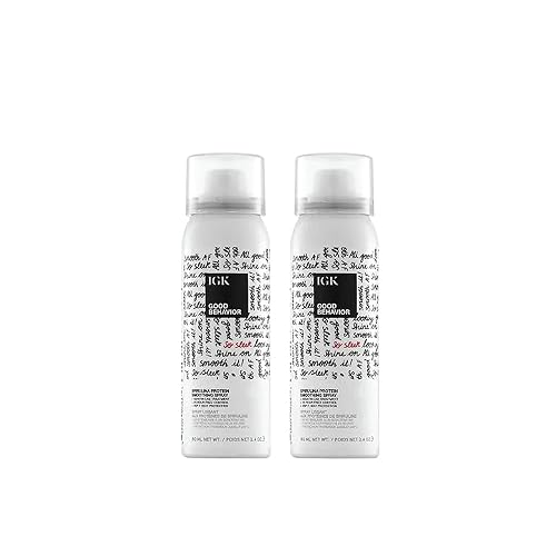 IGK Good Behavior Spirulina Protein Smoothing Travel Size Hairspray | Keratin Like Treatment | Hair Heat Protectant Spray | Frizz Control + Shine |