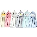 TRYTUTRY 6 Packs Cute Kids Hand Towels with Hanging Loop, Soft Toddlers Hanging Hand Towels, Absorbent Hanging Towels for Bathroom, Kitchen, Home