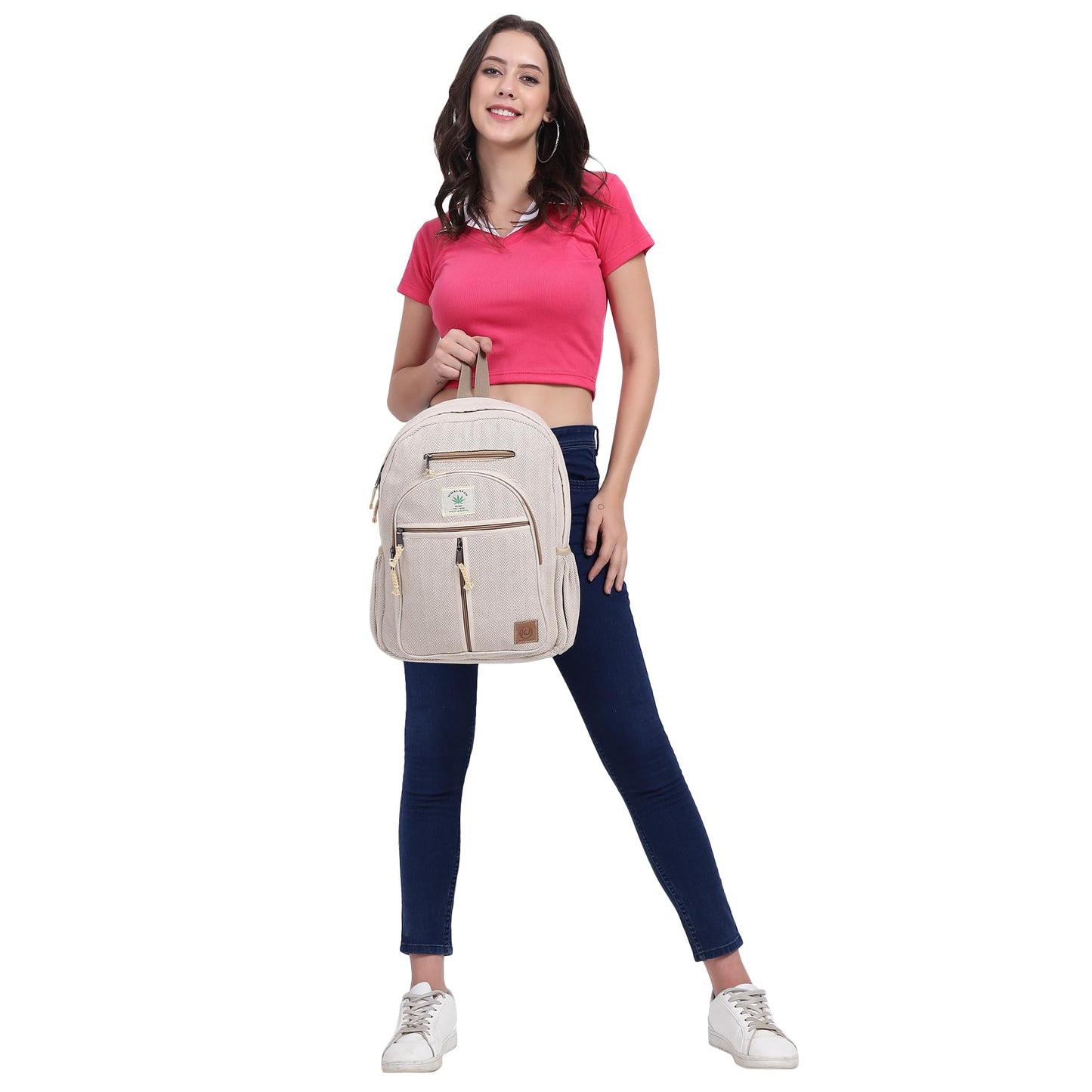 KayJayStyles Natural Handmade Large Multi Pocket Hemp Nepal Backpack