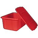 School Smart Storage Bin with Non-Snap Lid, 15 Quart, Red