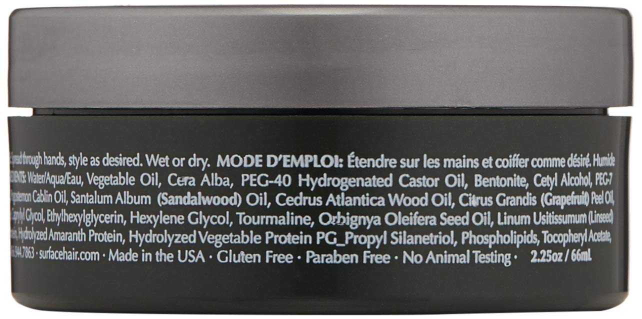 SURFACE Hair Men Styling Mud - Flax and Bamboo Provide Flexible Strong Fibers to Shape Sculpt and Hold Your Matte Style - 2.25 oz