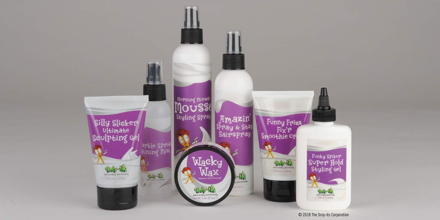 Snip-its Funky Spiker Kids Hair Gel for Boys - 4oz, Super Hold, No Flake Styling for Natural Hair - Salon Quality, Made in USA