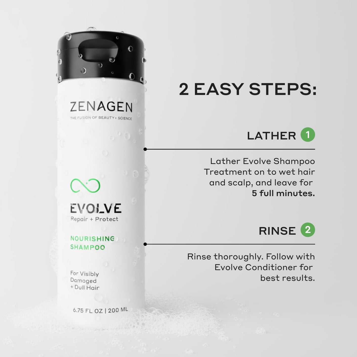ZENAGEN Evolve Trio Kit for Visibly Damaged, Dull Hair | Nourishing Shampoo + Conditioner + Leave-In Conditioner, Restores Shine, Strength & Vitality