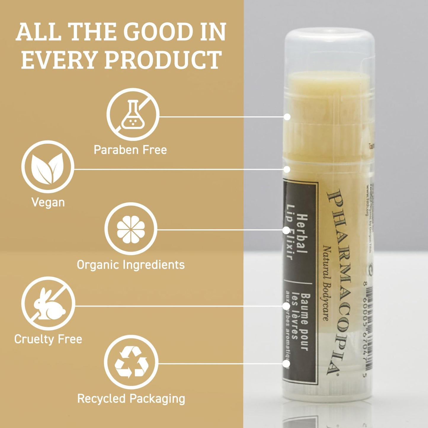 Pharmacopia Chamomile Tangerine Vegan Lip Elixir - Nourishing Vegan Herbal Lip Balm with 100% Natural and 70% Certified Organic Ingredients, 0.25 Oz