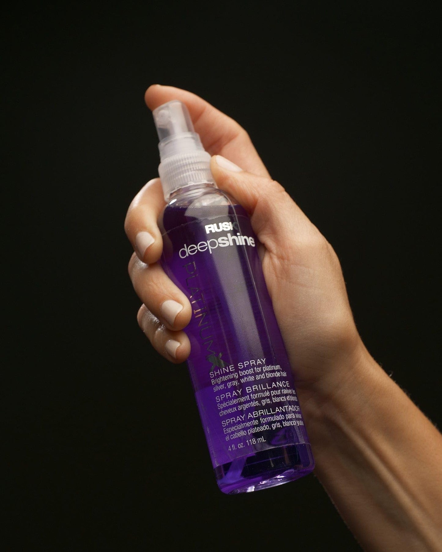 RUSK Deepshine PlatinumX Shine Spray, Shine Spray Creates Shine and Pairs Well with Heat Styling for a Glossy Finish, 4 oz.