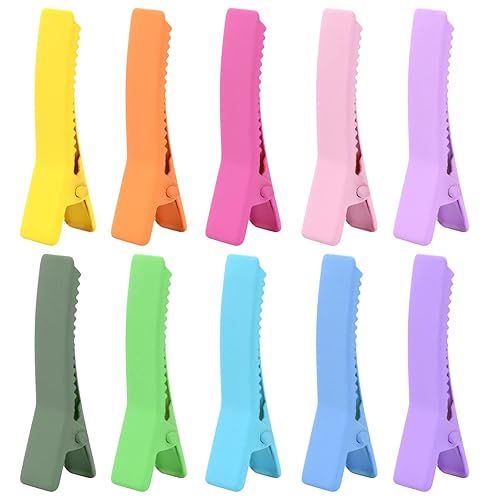 50pcs Colorful Alligator Duckbill Hair Clips Alloy Double Prong Curl Clips Sectioning Hairclips Non-slip Hairpin Barrettes for Women Hair Extensions