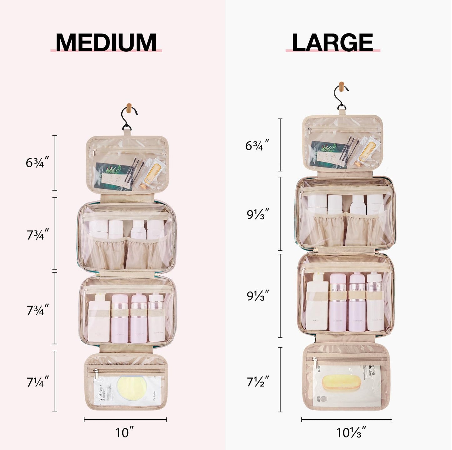 BAGSMART Toiletry Bag Hanging Travel Makeup Organizer with TSA Approved Transparent Cosmetic Bag Makeup Bag for Full Sized Toiletries, Large-Blue Beauty and Personal Care BAGSMART