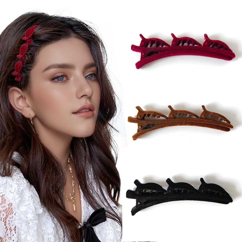 Braided Hair Clips Hair Accessories For Styling Lift Up Style Triple Hair Clip For Women and Girls (Style1-3Pcs)