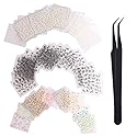 WOKOTO 90Pcs Self-Adhesive 3D Design Nail Art Sticker Colorful White Black Flower Fingernail Decals Nail Art Decoration Decals with 1 Pcs Anti-Static