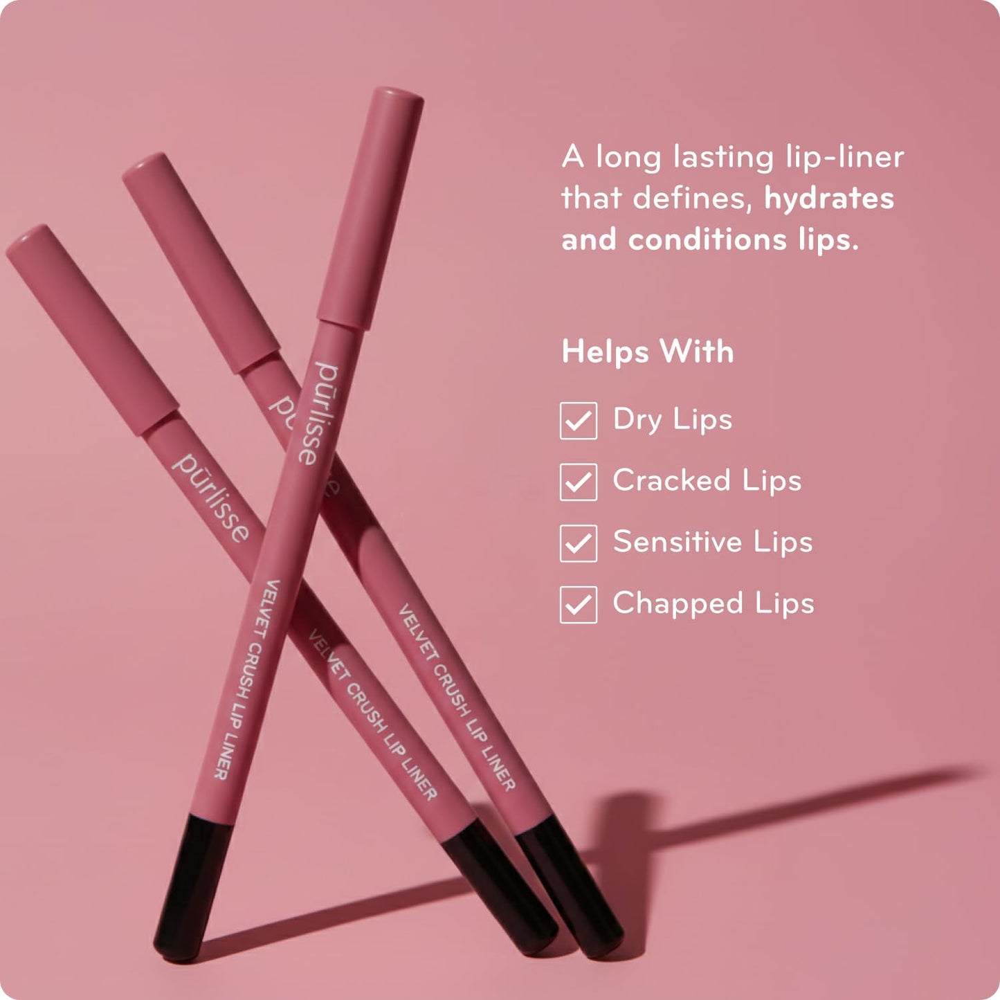 p?rlisse Velvet Crush Long Lasting Creamy Lip Liner Pencil - Matte Smudge-Proof Lip Pencil - Enriched with Bakuchiol, Macadamia Seed Oil & Shea Butter