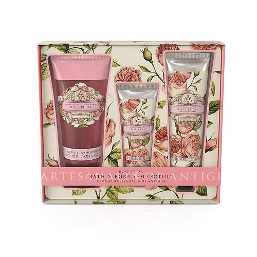 AAA by Somerset Rose Petal Bath and Body Collection - Shower Gel 200ml, Hand Cream 60ml & Body Cream 130ml