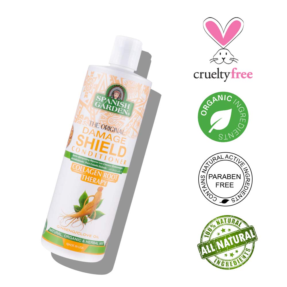 Spanish Garden Damage Shield Conditioner| Collagen Root Therapy with Organic Oils, Natural Vitamins, and Herbal Extracts | For Weak & Fragile Hair, 16