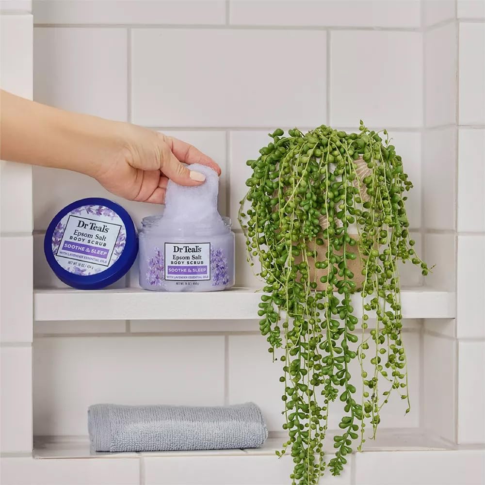 Dr Teal's Pure Epsom Salt Body Scrub, Soothe & Sleep with Lavender Essential Oils, 16 oz Beauty & Personal Care Dr Teal's