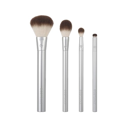 EcoTools Precious Metals Cheek & Eye Highlight Makeup Brush Kit, for Eyeshadow, Blush, & Powder Products, Eco Friendly, Cruelty Free Face Brushes