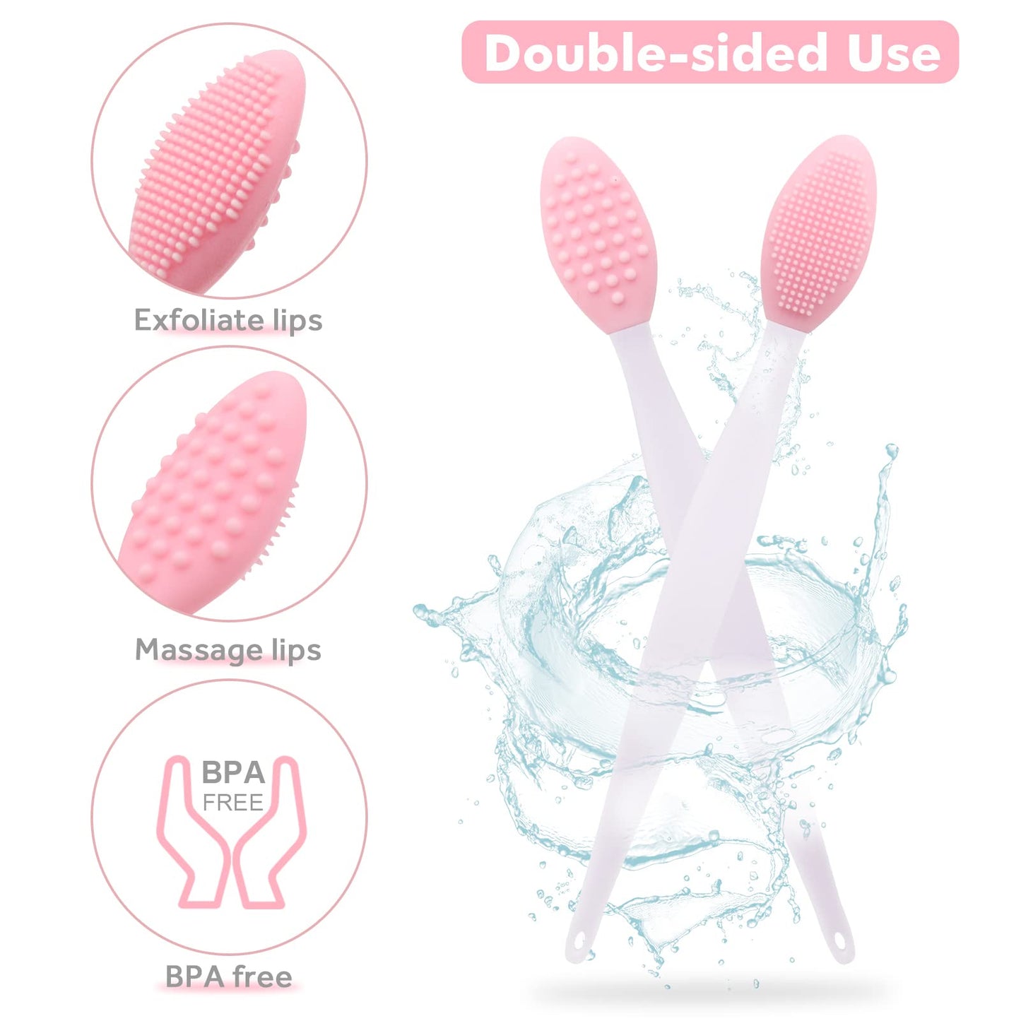 Silicone Lip Scrub Brush - Double-Sided Exfoliating Tool for Dark and Chapped Lips, Cleaner for Smoother and Fuller Appearance?4PC?