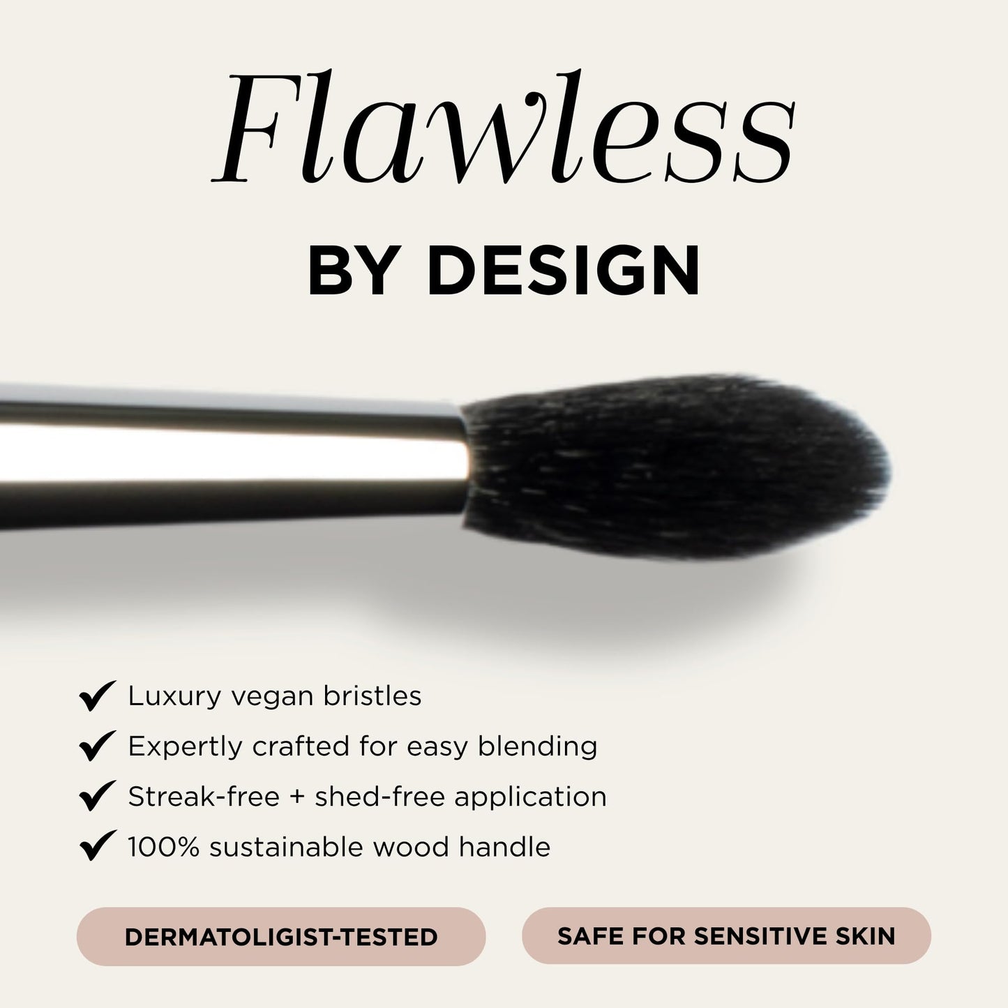 HALEYS Beauty Crease Eyeshadow Makeup Brush, Medium Fluffy Tapered Blending Brush for Eye Shadow & Highlighter Make Up, Seamless Application for Cream